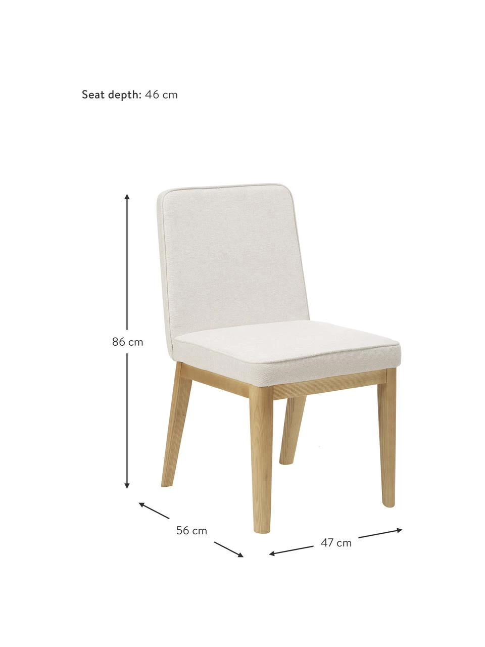 Westwing Collection Polsterstuhl Koga in Cremeweiß, B 47 x H 86 cm 5 Westwing Collection Polsterstuhl Koga in Cremeweiß, B 47 x H 86 cm – Bild 3