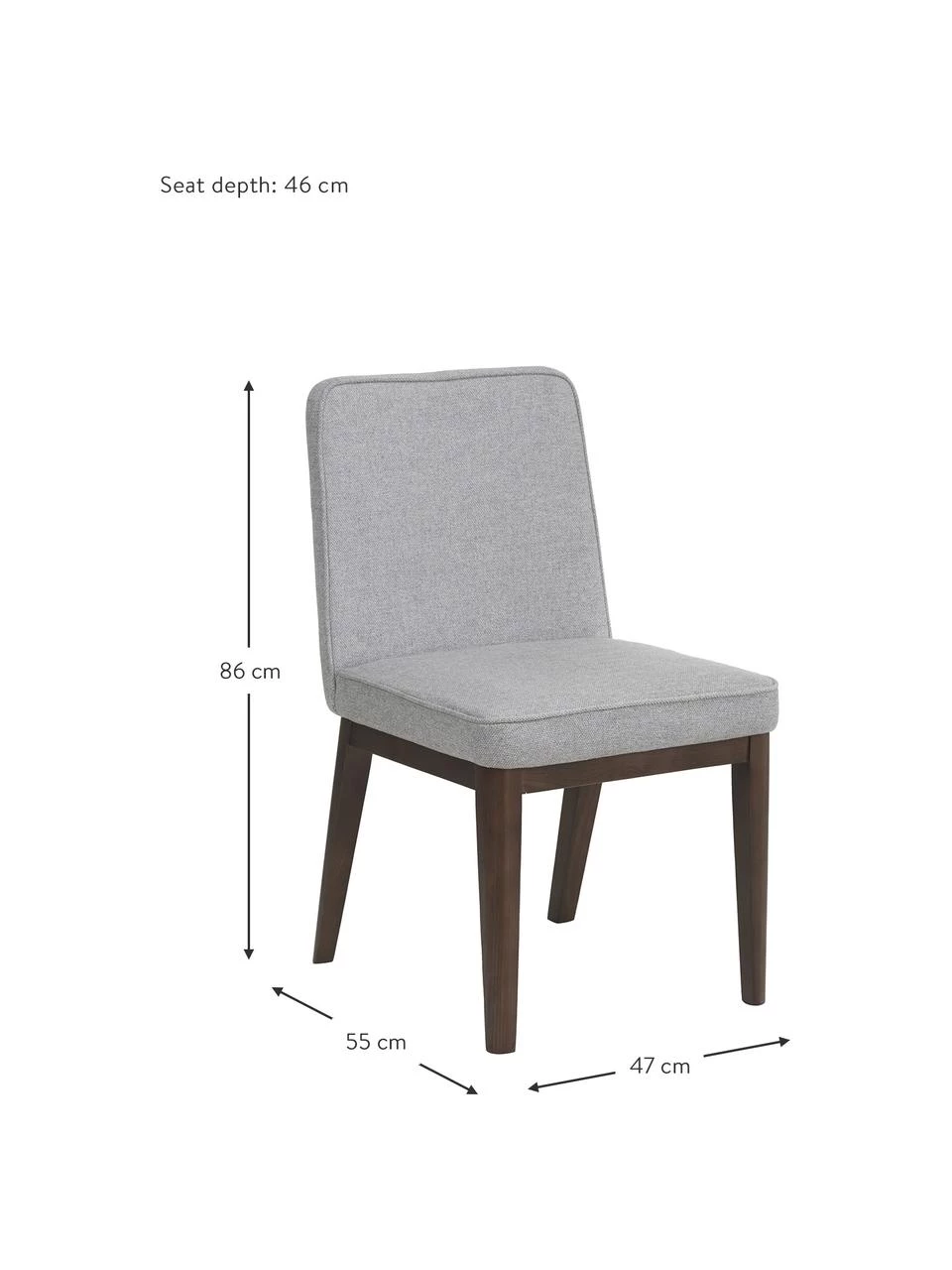 Westwing Collection Polsterstuhl Koga in Grau, B 47 x H 86 cm 5 Westwing Collection Polsterstuhl Koga in Grau, B 47 x H 86 cm – Bild 3