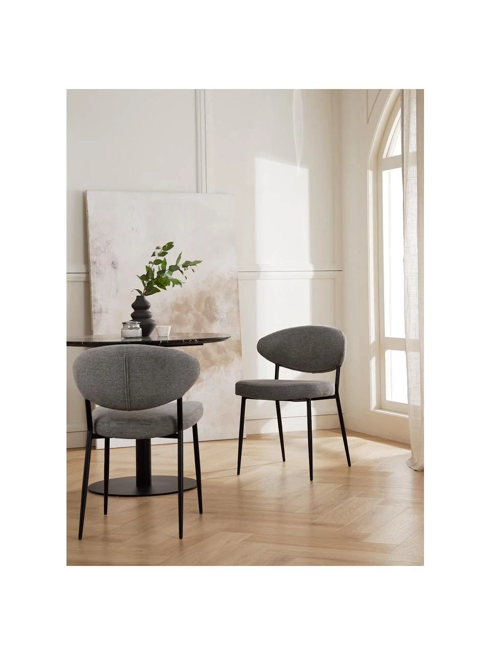 Westwing Collection Polsterstühle Adele in Grau, 2 Stück, B 54 x T 57 cm 4 Westwing Collection Polsterstühle Adele in Grau, 2 Stück, B 54 x T 57 cm – Bild 2