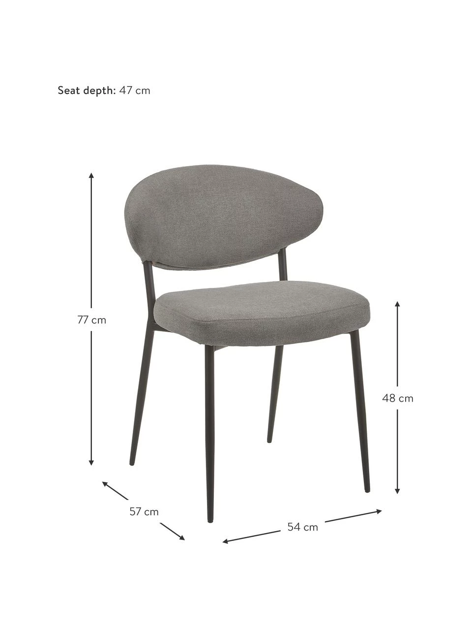 Westwing Collection Polsterstühle Adele in Grau, 2 Stück, B 54 x T 57 cm 6 Westwing Collection Polsterstühle Adele in Grau, 2 Stück, B 54 x T 57 cm – Bild 4