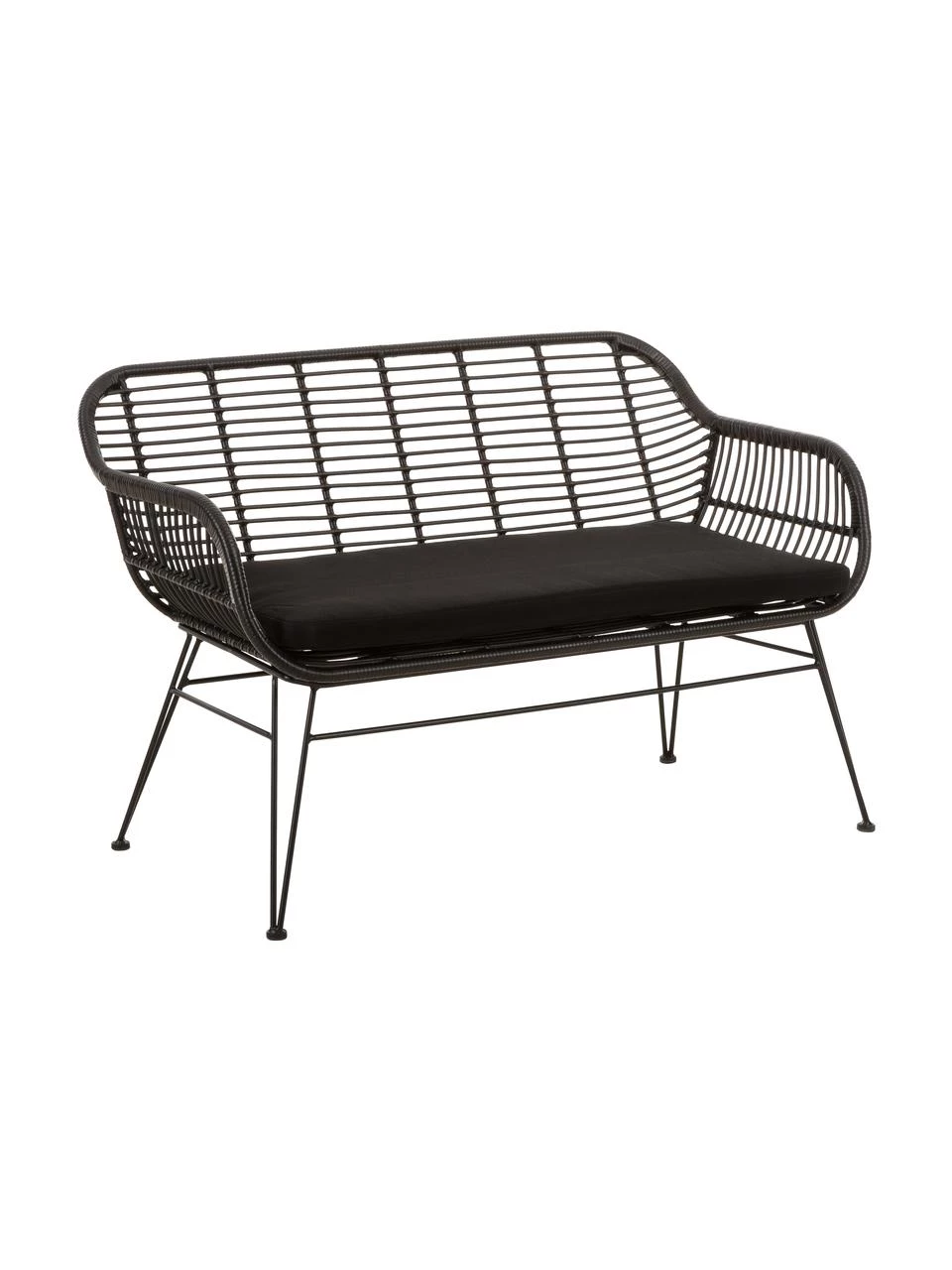 Westwing Collection Polyrattan-Sitzbank Costa in Schwarz, B 126 x H 81 cm 3 Westwing Collection Polyrattan-Sitzbank Costa in Schwarz, B 126 x H 81 cm