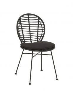 Westwing Collection Polyrattan-Stühle Cordula mit Sitzkissen, 2 Stück, B 48 x T 57 cm