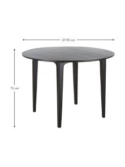 Westwing Collection Runder Esstisch Archie aus Mangoholz in Schwarz, &Oslash; 110 cm, Ø 110 x H 75 cm -Esszimmer Verkäufe Runder Esstisch Archie aus Mangoholz in Schwarz O 110 cm 3
