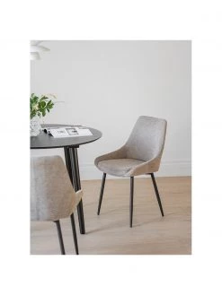 Rowico Runder Esstisch Yumi mit Polsterst&uuml;hlen in Schwarz/Beige, &Oslash; 115 cm, Set mit verschiedenen Größen -Esszimmer Verkäufe Runder Esstisch Yumi mit Polsterstuhlen in SchwarzBeige O 115 cm 2