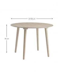 Runder Holz-Esstisch Jolina in Beige, Ø 106 cm, Ø 106 x H 76 cm -Esszimmer Verkäufe Runder Holz Esstisch Jolina in Beige O 106 cm 3