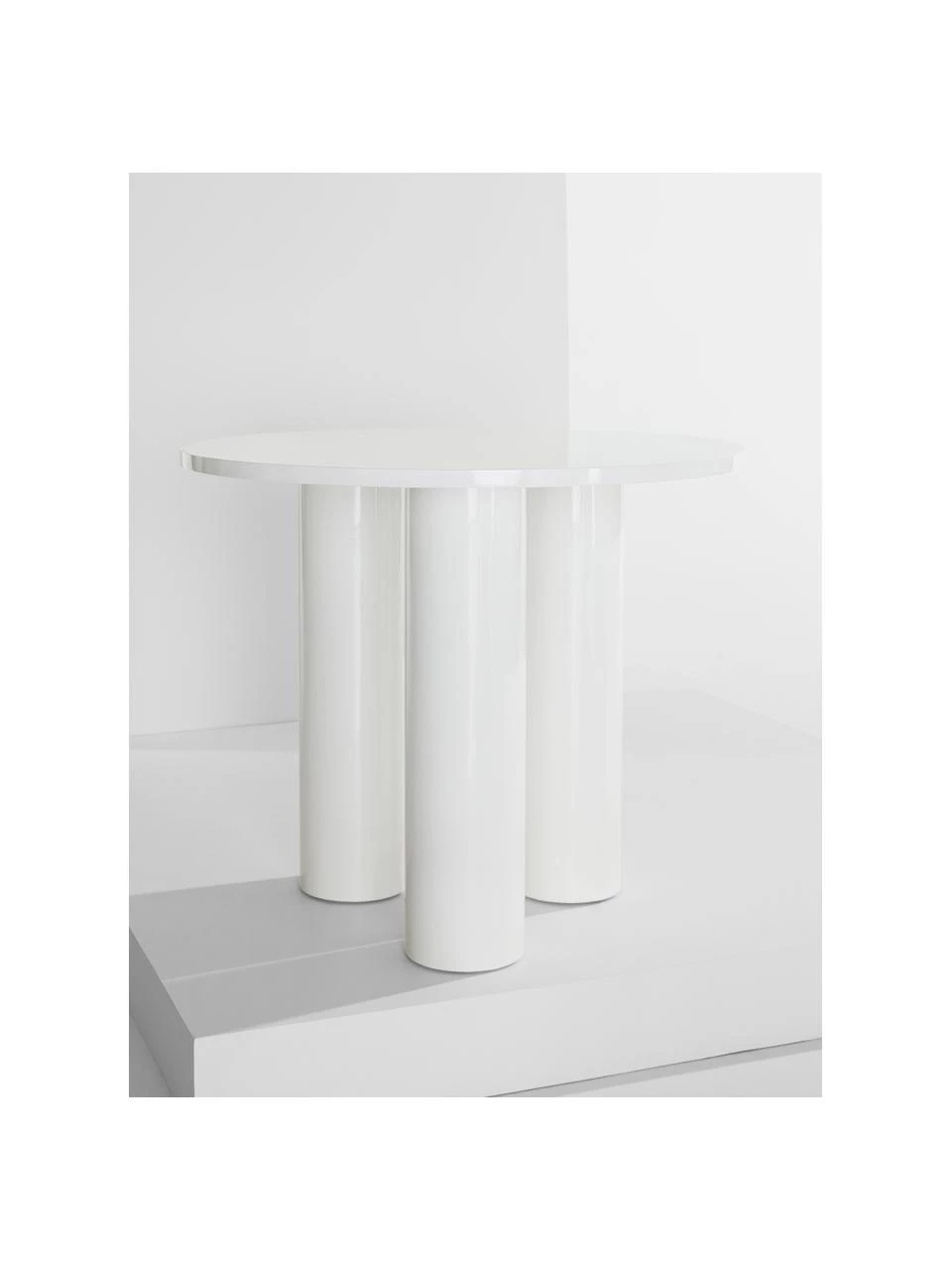 Runder Tisch Colette in Weiß, glänzend, Ø 90 x H 72 cm 4 Runder Tisch Colette in Weiß, glänzend, Ø 90 x H 72 cm – Bild 2