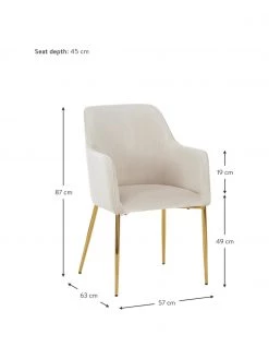 Westwing Collection Samt-Armlehnstuhl Ava in Beige, B 57 x T 63 cm -Esszimmer Verkäufe Samt Armlehnstuhl Ava in Beige 2
