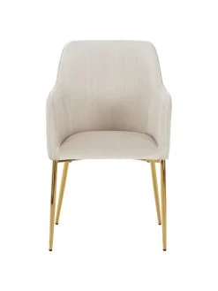 Westwing Collection Samt-Armlehnstuhl Ava in Beige, B 57 x T 63 cm -Esszimmer Verkäufe Samt Armlehnstuhl Ava in Beige 3