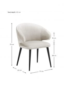 Westwing Collection Samt-Armlehnstuhl Celia in modernem Design, B 57 x T 62 cm -Esszimmer Verkäufe Samt Armlehnstuhl Celia in modernem Design 3