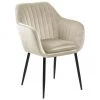 Samt-Armlehnstuhl Emilia in Beige mit Metallbeinen, B 57 x T 59 cm 1 Samt-Armlehnstuhl Emilia in Beige mit Metallbeinen, B 57 x T 59 cm -Esszimmer Verkäufe Samt Armlehnstuhl Emilia in Beige mit Metallbeinen