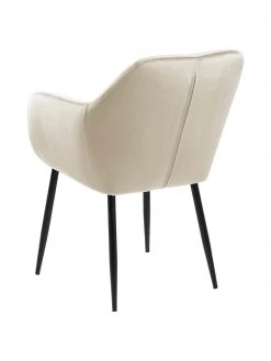Samt-Armlehnstuhl Emilia in Beige mit Metallbeinen, B 57 x T 59 cm -Esszimmer Verkäufe Samt Armlehnstuhl Emilia in Beige mit Metallbeinen 4