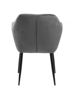 Samt-Armlehnstuhl Emilia in Dunkelgrau mit Metallbeinen, B 57 x T 59 cm -Esszimmer Verkäufe Samt Armlehnstuhl Emilia in Dunkelgrau mit Metallbeinen 5