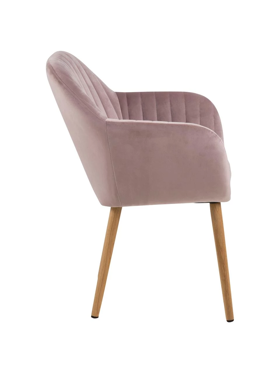 Samt-Armlehnstuhl Emilia in Rosa mit Holzbeinen, B 57 x T 59 cm 7 Samt-Armlehnstuhl Emilia in Rosa mit Holzbeinen, B 57 x T 59 cm – Bild 5
