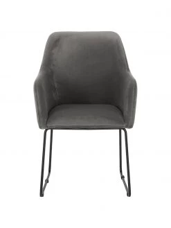 Westwing Collection Samt-Armlehnstuhl Isla in Grau, B 60 x T 62 cm 11 Westwing Collection Samt-Armlehnstuhl Isla in Grau, B 60 x T 62 cm -Esszimmer Verkäufe Samt Armlehnstuhl Isla in Grau 3