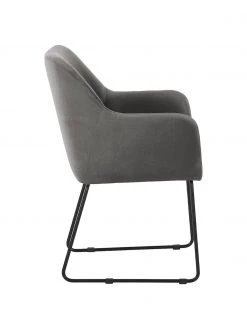 Westwing Collection Samt-Armlehnstuhl Isla in Grau, B 60 x T 62 cm 12 Westwing Collection Samt-Armlehnstuhl Isla in Grau, B 60 x T 62 cm -Esszimmer Verkäufe Samt Armlehnstuhl Isla in Grau 4