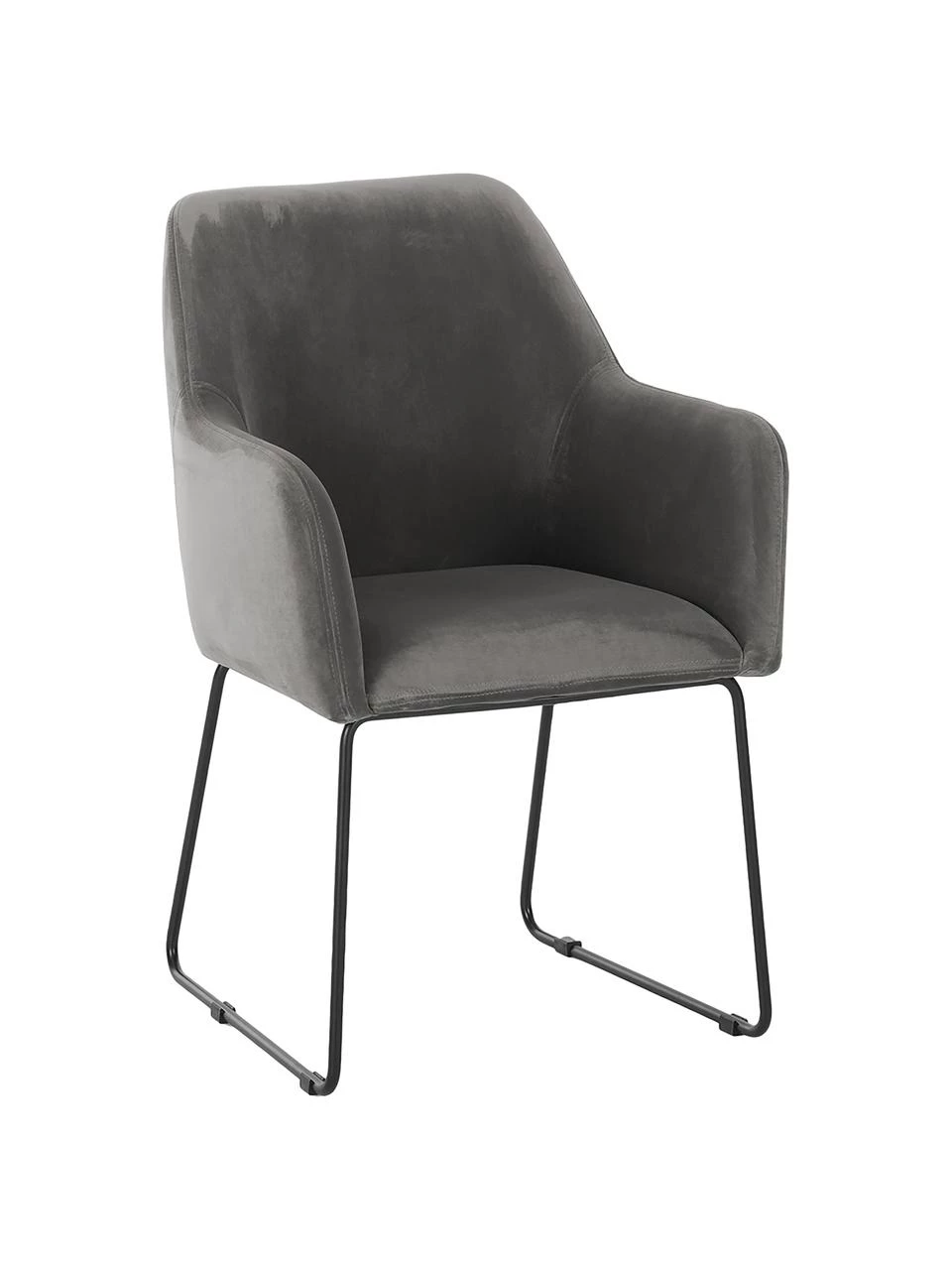 Westwing Collection Samt-Armlehnstuhl Isla in Grau, B 60 x T 62 cm 3 Westwing Collection Samt-Armlehnstuhl Isla in Grau, B 60 x T 62 cm