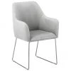 Westwing Collection Samt-Armlehnstuhl Isla in Hellgrau, B 60 x T 62 cm -Esszimmer Verkäufe Samt Armlehnstuhl Isla in Hellgrau