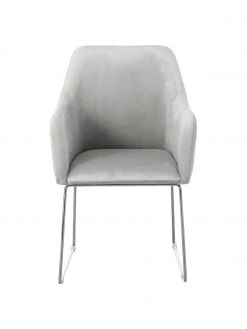 Westwing Collection Samt-Armlehnstuhl Isla in Hellgrau, B 60 x T 62 cm 11 Westwing Collection Samt-Armlehnstuhl Isla in Hellgrau, B 60 x T 62 cm -Esszimmer Verkäufe Samt Armlehnstuhl Isla in Hellgrau 3