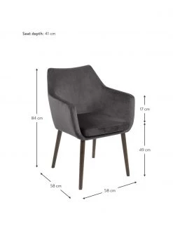 Samt-Armlehnstuhl Nora mit Holzbeinen, B 58 x T 58 cm -Esszimmer Verkäufe Samt Armlehnstuhl Nora mit Holzbeinen 20