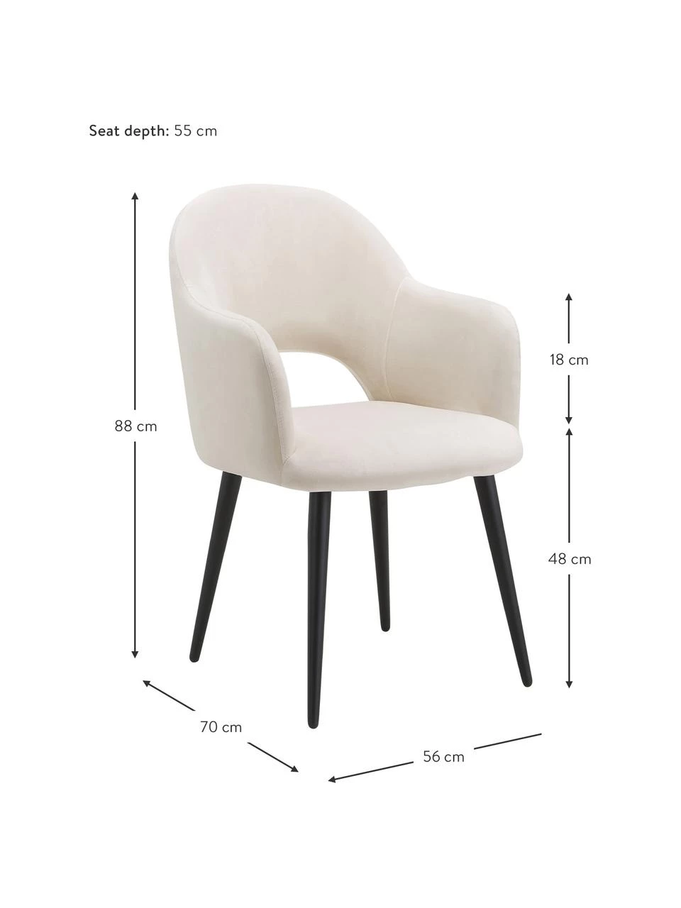 Westwing Collection Samt-Armlehnstuhl Rachel in Beige, B 56 x T 70 cm 5 Westwing Collection Samt-Armlehnstuhl Rachel in Beige, B 56 x T 70 cm – Bild 3