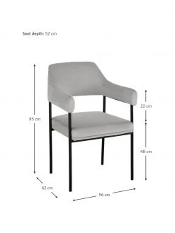 Westwing Collection Samt-Armlehnstuhl Zoe in Grau, B 56 x T 62 cmNur noch 1 Artikel verfügbar -Esszimmer Verkäufe Samt Armlehnstuhl Zoe in Grau 2