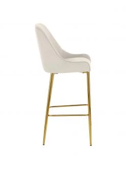 Westwing Collection Samt-Barstuhl Ava in Beige, B 48 x H 107 cm -Esszimmer Verkäufe Samt Barstuhl Ava in Beige 4