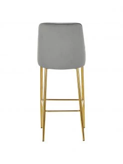 Westwing Collection Samt-Barstuhl Ava in Grau, B 48 x H 107 cm -Esszimmer Verkäufe Samt Barstuhl Ava in Grau 5