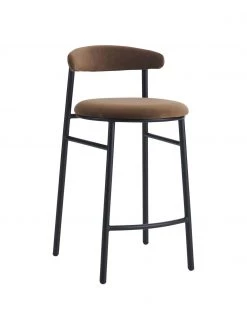 Samt-Barstuhl Doggi in Braun, B 44 x H 84 cm