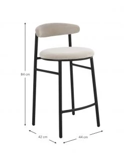 Samt-Barstuhl Doggi in Cremefarben, B 44 x H 84 cm -Esszimmer Verkäufe Samt Barstuhl Doggi in Cremefarben 2