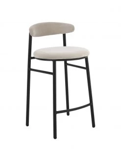 Samt-Barstuhl Doggi in Cremefarben, B 44 x H 84 cm