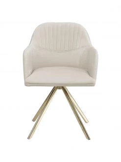 Westwing Collection Samt-Drehstuhl Lola mit Armlehne in Cremewei&szlig;, B 58 x T 53 cm -Esszimmer Verkäufe Samt Drehstuhl Lola mit Armlehne in Cremeweiss 3