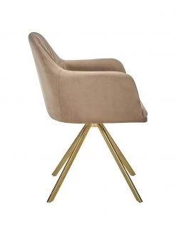 Westwing Collection Samt-Drehstuhl Lola mit Armlehne in Hellbraun, B 58 x T 53 cm -Esszimmer Verkäufe Samt Drehstuhl Lola mit Armlehne in Hellbraun 5