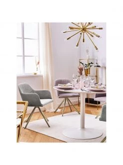 Westwing Collection Samt-Drehstuhl Lola mit Armlehne in Steingrau, B 58 x T 53 cm -Esszimmer Verkäufe Samt Drehstuhl Lola mit Armlehne in Steingrau 1