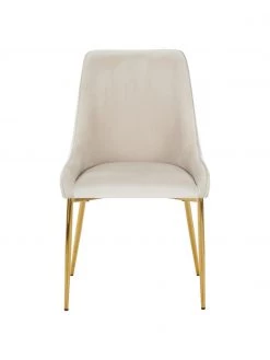 Westwing Collection Samt-Polsterstuhl Ava in Beige, B 53 x T 60 cm -Esszimmer Verkäufe Samt Polsterstuhl Ava in Beige 3