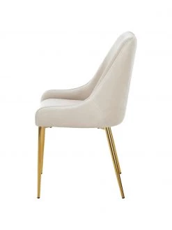 Westwing Collection Samt-Polsterstuhl Ava in Beige, B 53 x T 60 cm -Esszimmer Verkäufe Samt Polsterstuhl Ava in Beige 4