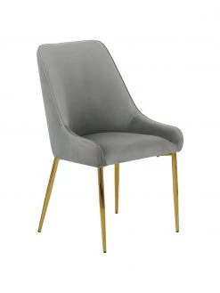 Westwing Collection Samt-Polsterstuhl Ava in Grau, B 53 x T 60 cm