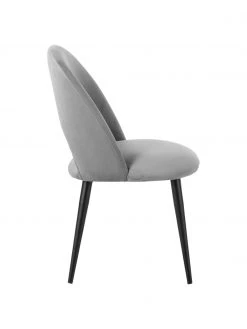 Westwing Collection Samt-Polsterstuhl Rachel in Grau, B 53 x T 57 cm -Esszimmer Verkäufe Samt Polsterstuhl Rachel in Grau 4