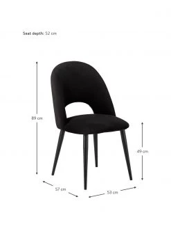 Westwing Collection Samt-Polsterstuhl Rachel in Schwarz, B 53 x T 57 cm -Esszimmer Verkäufe Samt Polsterstuhl Rachel in Schwarz 2