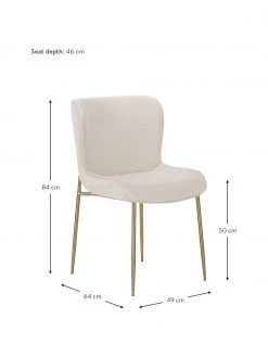Westwing Collection Samt-Polsterstuhl Tess in Beige, B 49 x T 64 cm -Esszimmer Verkäufe Samt Polsterstuhl Tess in Beige 3