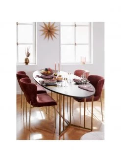 Westwing Collection Samt-Polsterstuhl Tess in Bordeaux, B 49 x T 64 cm -Esszimmer Verkäufe Samt Polsterstuhl Tess in Bordeaux 2