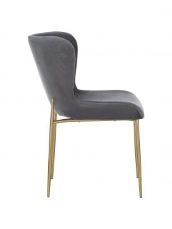 Westwing Collection Samt-Polsterstuhl Tess in Dunkelgrau, B 49 x T 64 cm -Esszimmer Verkäufe Samt Polsterstuhl Tess in Dunkelgrau 4