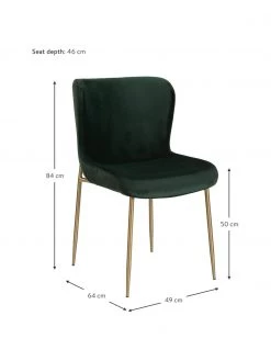 Westwing Collection Samt-Polsterstuhl Tess in Grün, B 49 x H 84 cm -Esszimmer Verkäufe Samt Polsterstuhl Tess in Grun 3