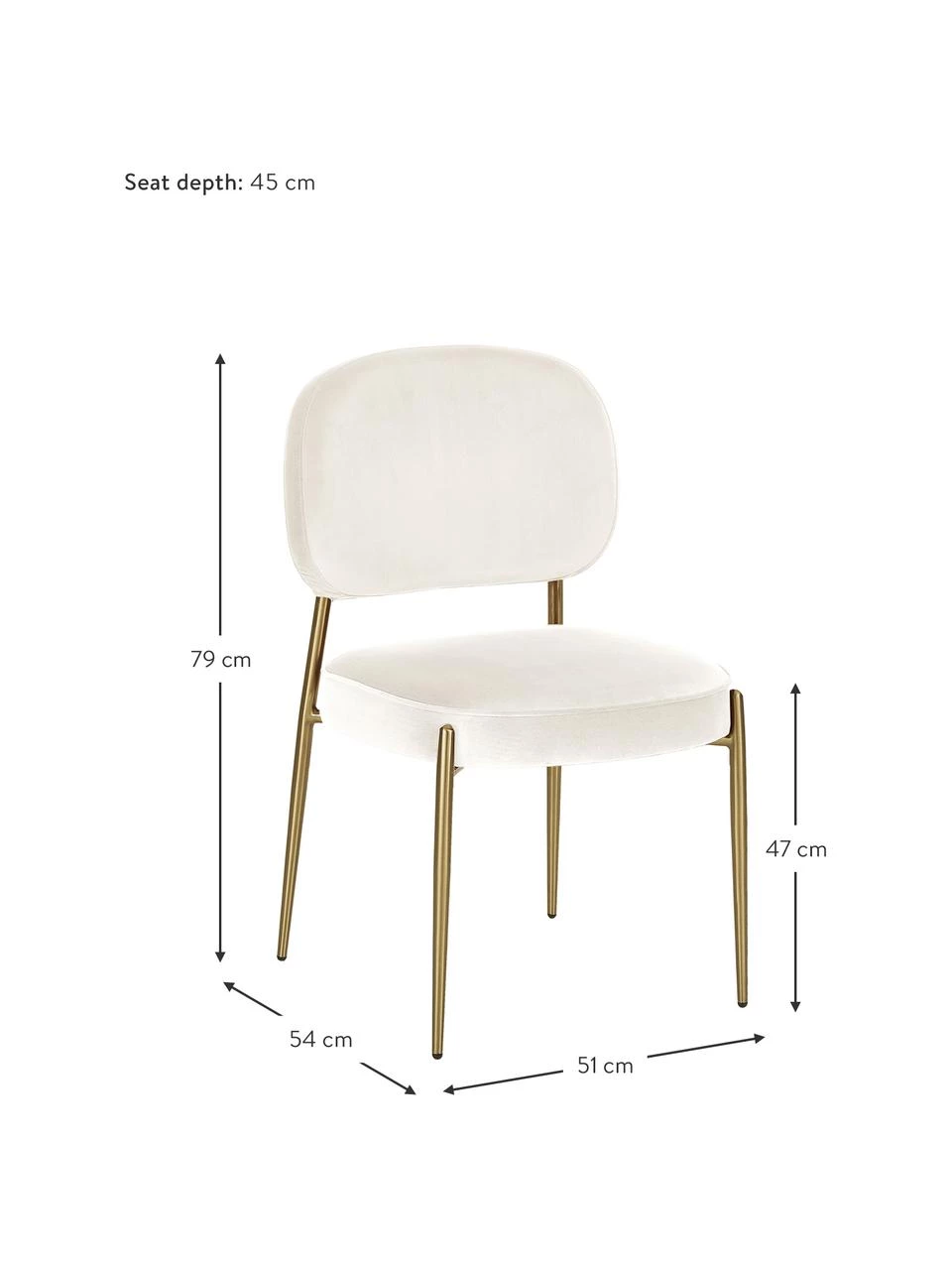 Westwing Collection Samt-Polsterstuhl Viggo, B 49 x T 66 cm 7 Westwing Collection Samt-Polsterstuhl Viggo, B 49 x T 66 cm – Bild 5
