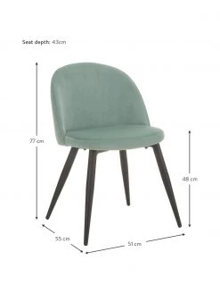 Westwing Collection Samt-Polsterst&uuml;hle Amy in Blaugr&uuml;n, 2 St&uuml;ck, B 51 x T 55 cm -Esszimmer Verkäufe Samt Polsterstuhle Amy in Blaugrun 2 Stuck 2