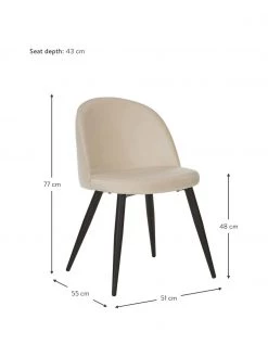 Westwing Collection Samt-Polsterstühle Amy in Cremeweiß, 2 Stück, B 51 x T 55 cm 12 Westwing Collection Samt-Polsterstühle Amy in Cremeweiß, 2 Stück, B 51 x T 55 cm -Esszimmer Verkäufe Samt Polsterstuhle Amy in Cremeweiss 2 Stuck 4