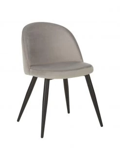 Westwing Collection Samt-Polsterstühle Amy in Grau, 2 Stück, B 51 x T 55 cm