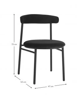 Samt-Polsterstühle Doggi in Schwarz, 2 Stück, B 47 x T 50 cm -Esszimmer Verkäufe Samt Polsterstuhle Doggi in Schwarz 2 Stuck 2