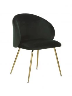 Westwing Collection Samt-Polsterstühle Luisa in Dunkelgrün, 2 Stück, B 59 x T 58 cm