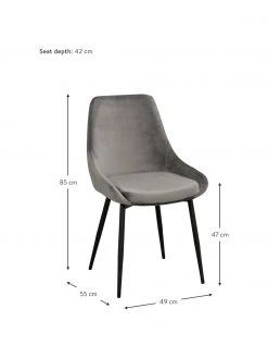 Rowico Samt-Polsterstühle Sierra in Grau, 2 Stück, B 49 x T 55 cm -Esszimmer Verkäufe Samt Polsterstuhle Sierra in Grau 2 Stuck 2