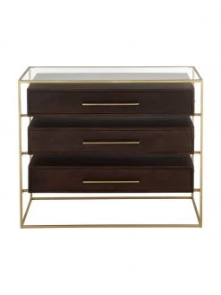 Westwing Collection Schubladenkommode Lyle mit Glasplatte, B 100 x H 82 cm -Esszimmer Verkäufe Schubladenkommode Lyle mit Glasplatte 10